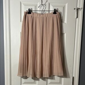 Zara Basic Collection Pleated Tan Midi Skirt